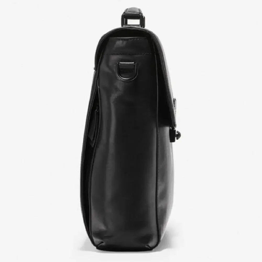 COLE HAAN Black Leather Warner Briefcase Travel Bag Zipper Pocket Laptop Case